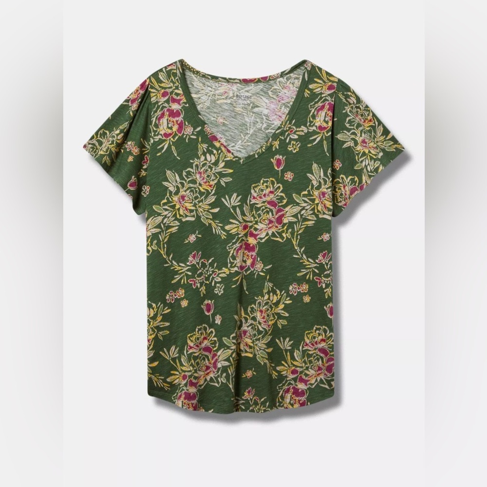 Torrid Girlfriend Heritage Slub V-Neck Flutter Sleeve Tee Size 6X - Picture 2 of 7